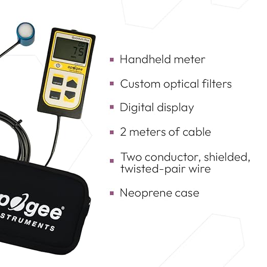 Apogee Instruments MQ-500 Full-Spectrum Quantum PAR Meter - Digital PPFD Meter for Indoor Grow Lights, Sunlight & Plant Monitoring