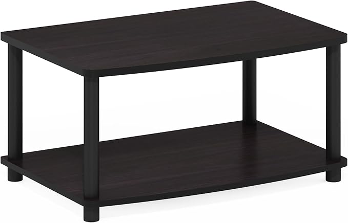 Furinno Turn-N-Tube Printer Stand with Storage, 2-Tier Printer Table, Under Desk Printer Stand, for CPU, Office Supplies, Home Office, Dark Walnut