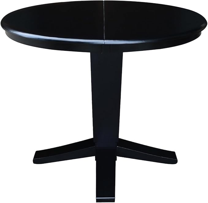IC INTERNATIONAL CONCEPTS 36" Solid Wood Round Top Pedestal Dining Table with 12" Leaf - 30.1" H