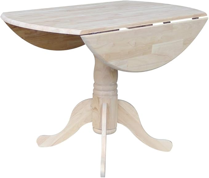 International Concepts 42" Dual Drop Leaf 2 San Remo Chairs Dining Table, Unfinished