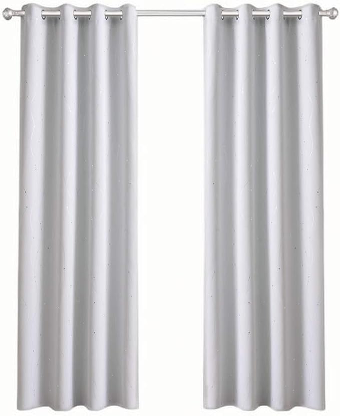NICETOWN Room Darkening Curtains, 2 Panels, W52 x L84 Inch, Greyish White