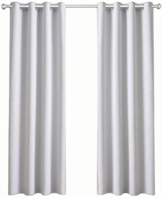 NICETOWN Room Darkening Curtains, 2 Panels, W52 x L84 Inch, Greyish White