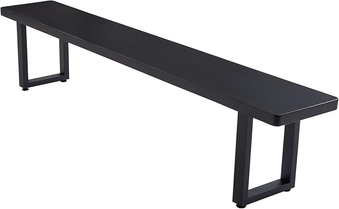 78in Black Solid Wood Dining Bench - Sturdy Metal Legs & Rounded Safety Corners | Modern Indoor Kitchen Bench for Dining Room & Entryway