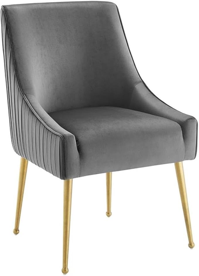 Modway Discern Pleated Back Upholstered Performance Velvet Dining Chair Set of 2, Gray