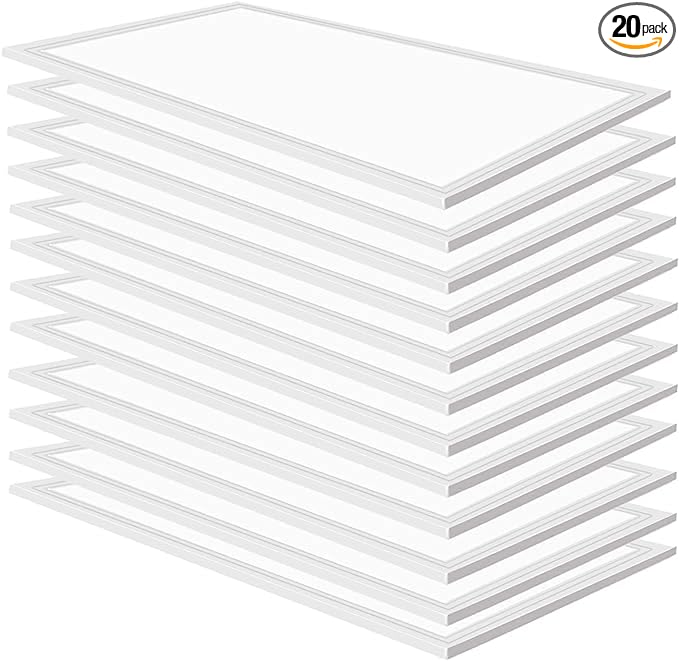 2x4 LED Flat Panel Ceiling Light,20 Pack,7800LM LED Ceiling Light Fixture,0-10V Dimmable,5000K Daylight White Recessed Edge-Lit Troffer Fixture,ETL Certificated,Dustproof,110-277V AC