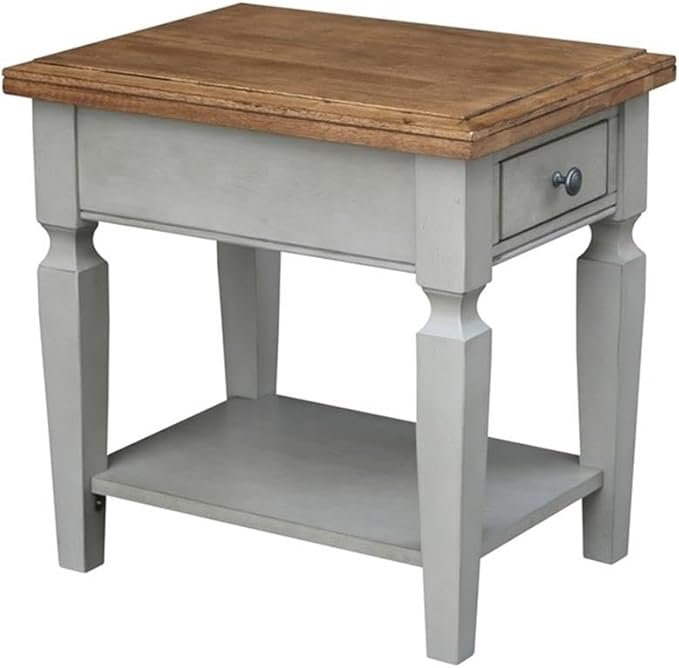 IC INTERNATIONAL CONCEPTS Vista End Table Distressed Hickory/Stone Finish