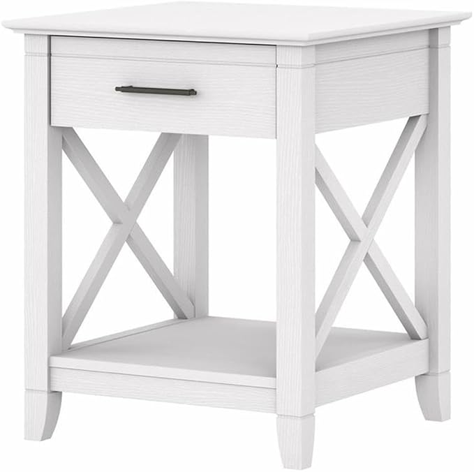 Bush Home Key West Nightstand with Drawer in Pure White Oak