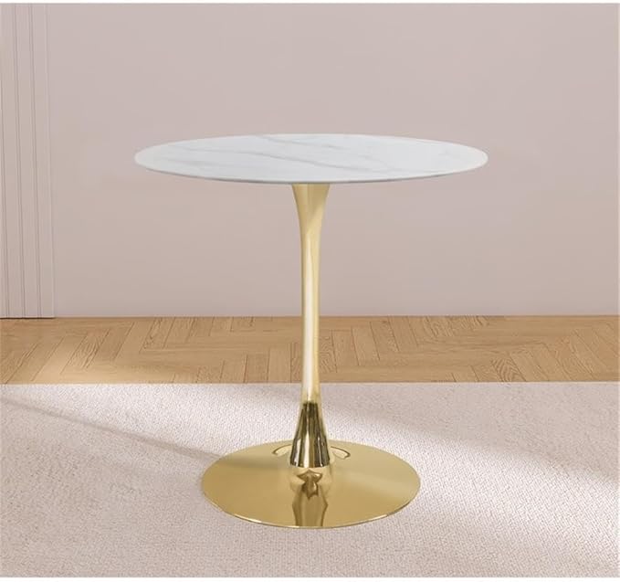 Meridian Furniture 926-T Holly Collection Modern | Contemporary Counter Height Table,10MM Thick Glass with Marble Veneer, 36" Round Faux Marble, Rich Gold Base, 36" W x 36" D x 36" H, Gold