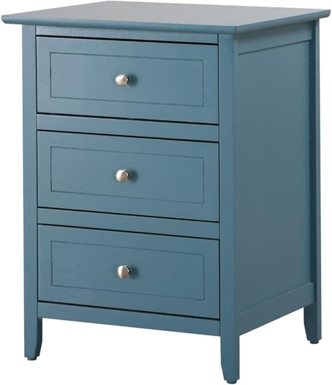 Glory Furniture Daniel 3 Drawer Nightstand in Teal