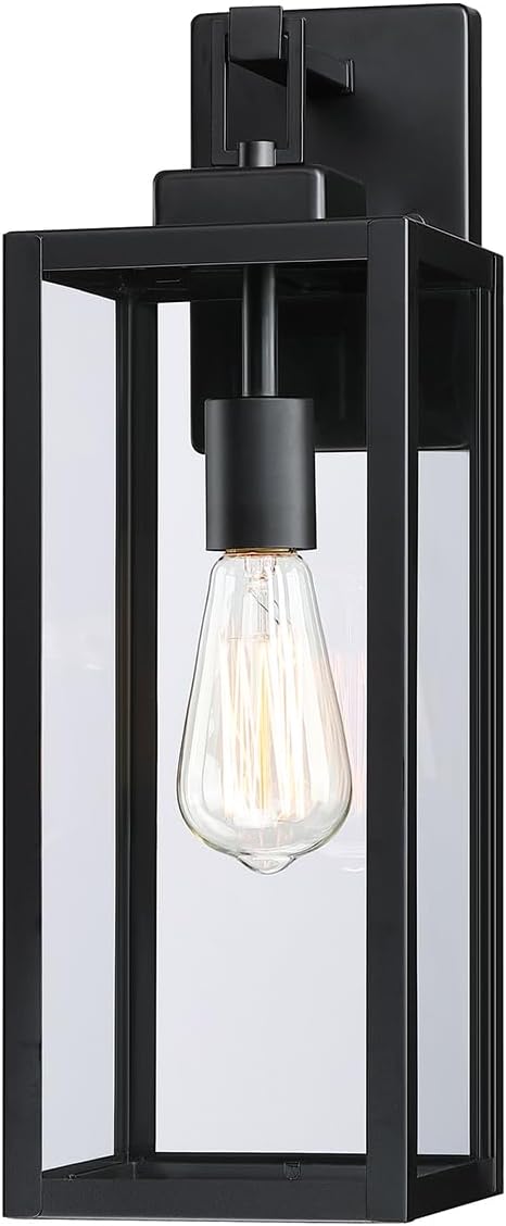 Large Size Outdoor Wall Lantern, 18 Inch Outdoor Light, Large Porch Light, Metal and Glass Outdoor Lantern Wall Light Fixture with E26 Socket, 1 Pack