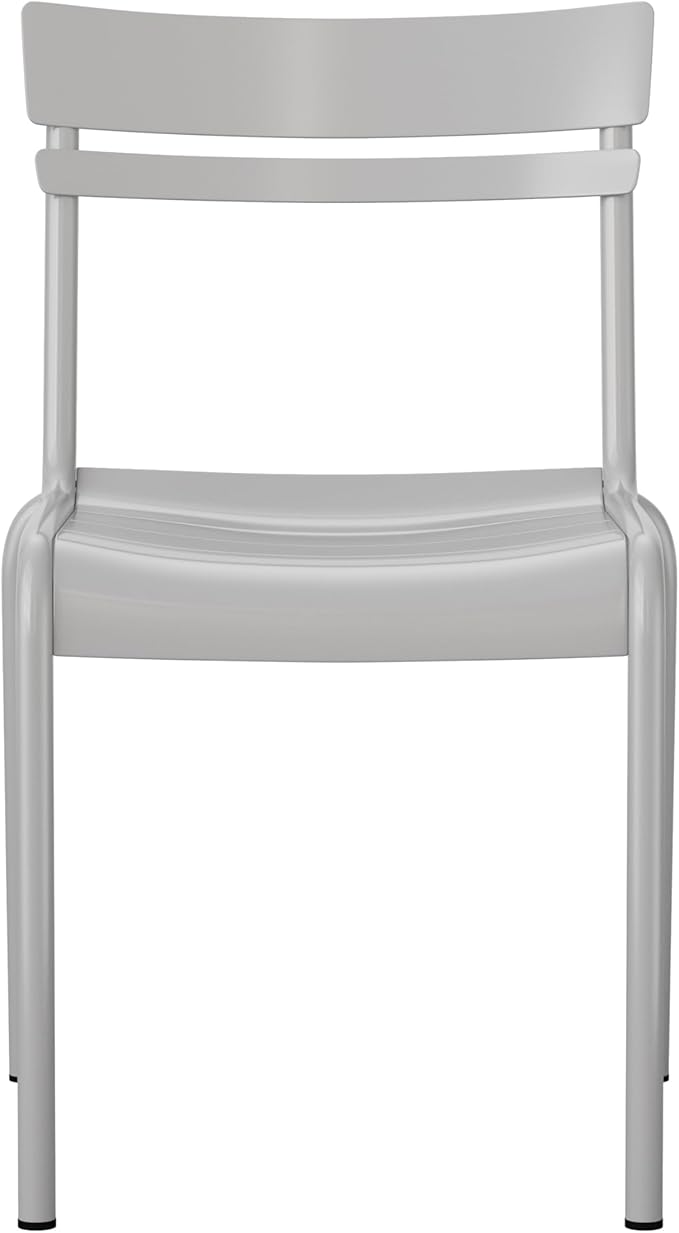 Flash Furniture Nash Commercial Grade Steel Stack Chair, Indoor-Outdoor Armless Chair with 2 Slat Back, Set of 2, Silver