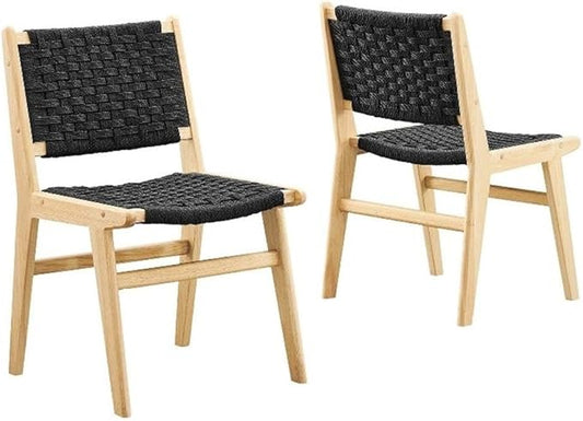Modway Saoirse Faux Leather Wood Accent Lounge Chair in Natural Black