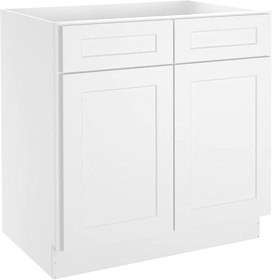 LOVMOR Kitchen Base Cabinets, Sideboard Storage Cabinet, Entryway Cabinet with 2-Drawers & Adjustable Shelf, 33" W X 24" D X 34-1/2"H