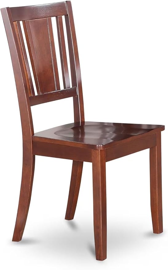 East West Furniture DUC-MAH-W Dudley Dining Room Chairs - Slat Back Wood Seat Chairs, Set of 2, Mahogany