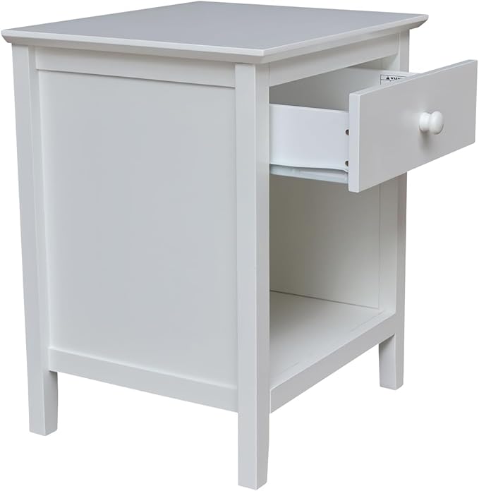 International Concepts Solid Wood Nightstand with 1 Drawer in White