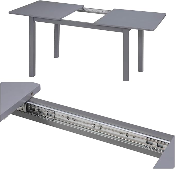 Dining Table, Extendable Kitchen Room Table for 4-8 People, 48"-59.8" Wooden Rectangle Expandable Table, Space Saving Modern House Dining Surface for Home Living Room Office, Dark Gray