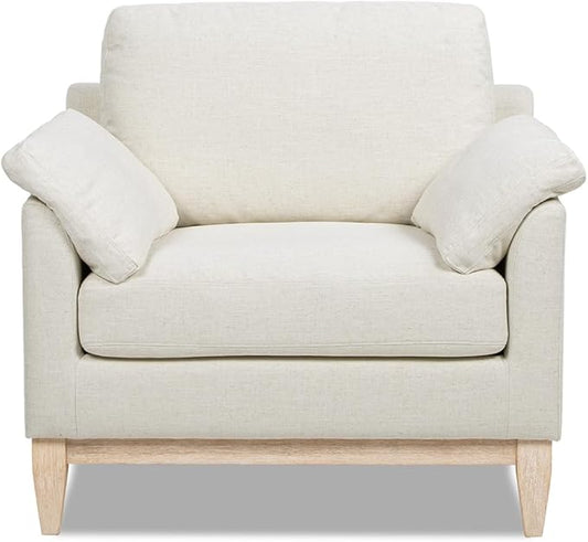 Jennifer Taylor Home Pasadena 36" Wide Modern Farmhouse Accent Arm Chair, Flax White Linen