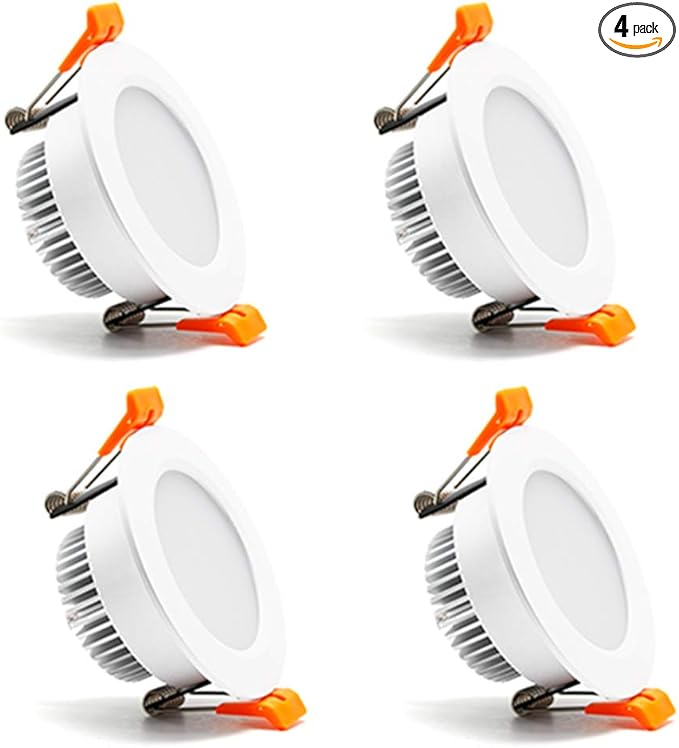 2.5 inch Dimmable LED Recessed Lighting, 5W Retrofit Downlight, 4000K Natural White, CRI 80 with LED Driver, as AC 110V Ceiling Light Fixture for Living Room, Kitchen, Bedroom, Hallway, 4 Pack