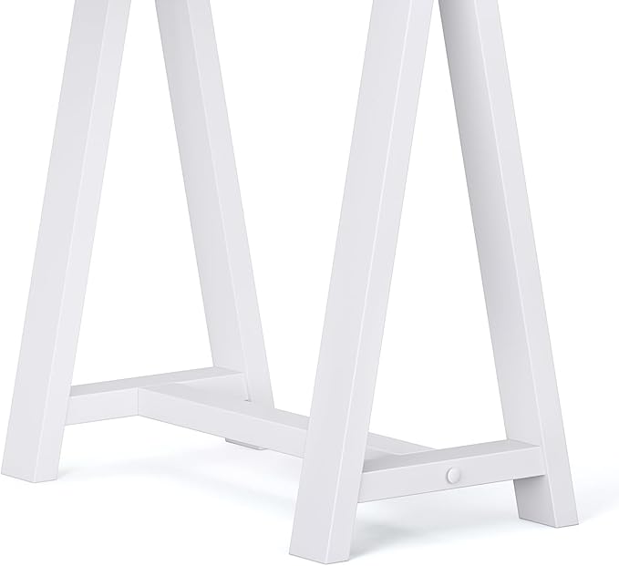 SIMPLIHOME Sawhorse Desk - 60 Inch Wide Solid Wood Writing Desk in White, Modern Industrial Home Office Computer Table for Workspace or Study with Sturdy Sawhorse Base and Integrated Keyboard Tray