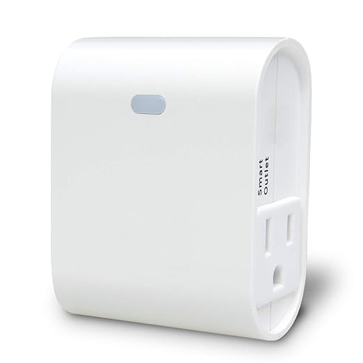 Z-Wave Outlet Plug-in Socket, Smart Plug, 1 On/Off Outlet & 1 Alway On Outlet, Z Wave Hub Required, Built-in Repeater, Works with SmartThings, Wink, Alexa, Google Assistant