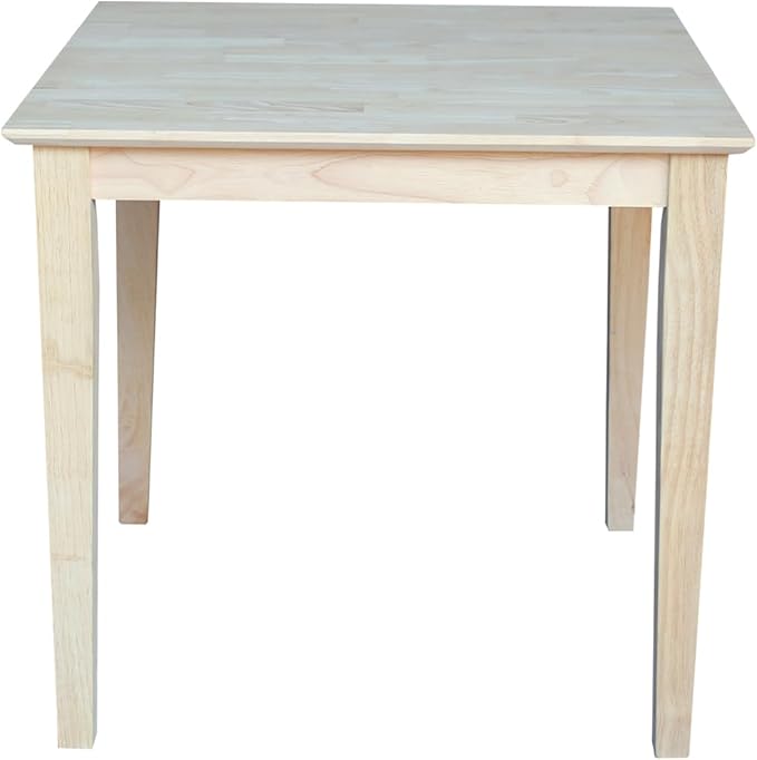 Solid Wood Top Dining Table, 30 Inch High, Unfinished
