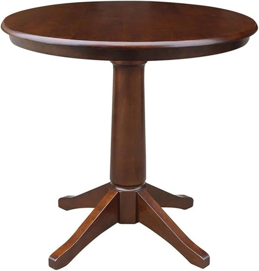 International Concepts 36" Round Top Pedestal Table-28.9" H Dining Table, Espresso
