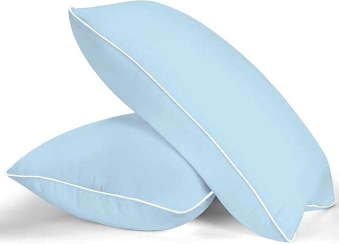 MZOIMZO Bed Pillows for Sleeping- Soft Density, Queen Size Set of 2, Cooling Hotel Quality with Premium Soft Down Alternative Fill for Back, Stomach or Side Sleepers, 45×70CM, Blue