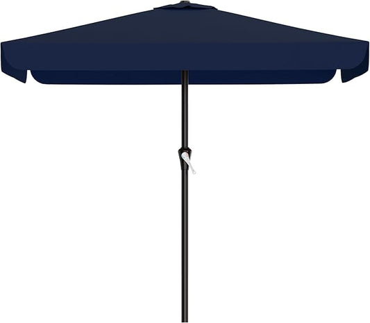 AreShark 8 X 10 FT Large Rectangular Patio Umbrella with Valance, Outdoor Table Market Umbrella w/Crank & 8 Ribs, Rectangle Outdoor Umbrellas for Garden, Deck, Yard and Poolside, Navy