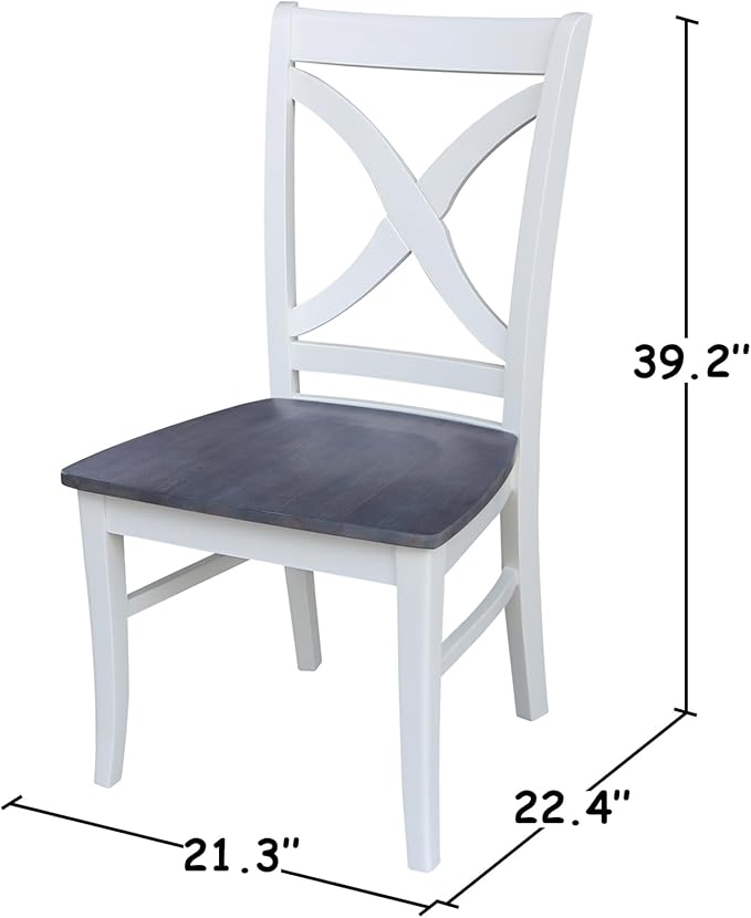 International Concepts Set of Two Vineyard Curved X Back Chairs, White/Heather gray