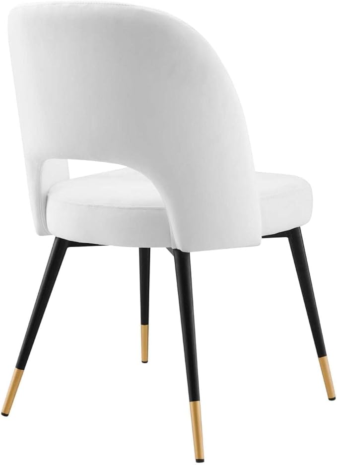 Modway Rouse Performance Velvet Dining Side Chair in White 23 x 20 x 32
