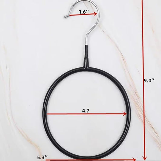 Belt/Scarf Hangers for Closet - 8 PCS Nonslip Space Saving Steel Tie Rings Holder Organizer for Neckties, Shawls Scarves, Veils, Pashminas Display(8 Pack, Black)