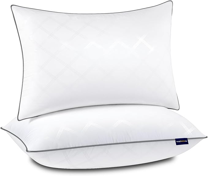 Pillows Queen Size Set of 2, Bed Pillows for Sleeping, Down Alternative Pillow with Machine Washable Cover for Back, Stomach or Side Sleepers