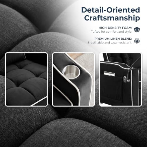 Sleeper Chair with Pull Out Bed, 5 In1 Convertible Chair Bed, Black