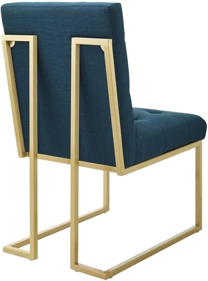 Modway Privy Upholstered Gold Stainless Steel Dining Chair in Gold Azure