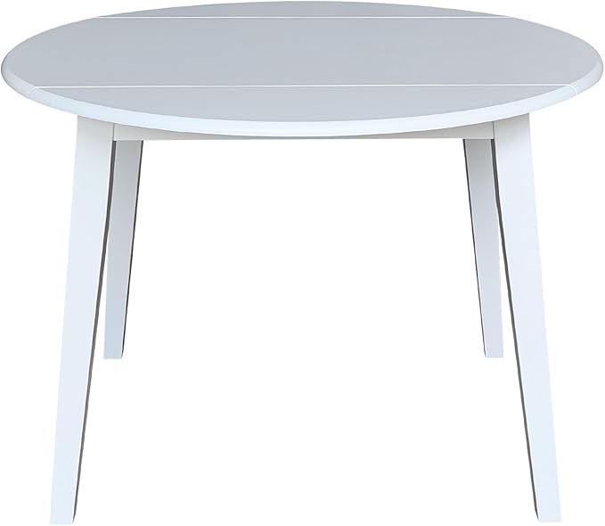 IC INTERNATIONAL CONCEPTS 42" Round Solid Wood Dual Drop Leaf Table in White