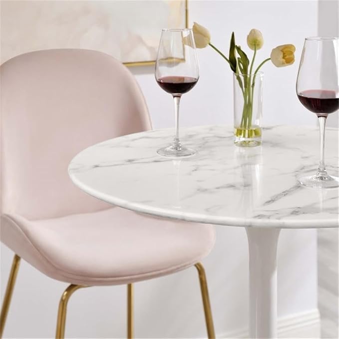 Modway Lippa Round 28" Artificial Marble Mid-Century Modern Bar Table in White