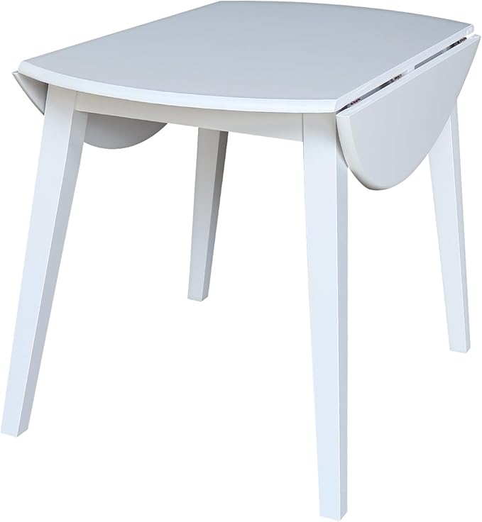 IC INTERNATIONAL CONCEPTS 42" Round Solid Wood Dual Drop Leaf Table in White