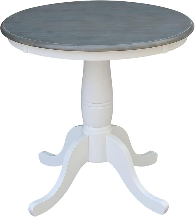 IC INTERNATIONAL CONCEPTS 30" Round Solid Wood Gray Table with 2 San Remo Chairs