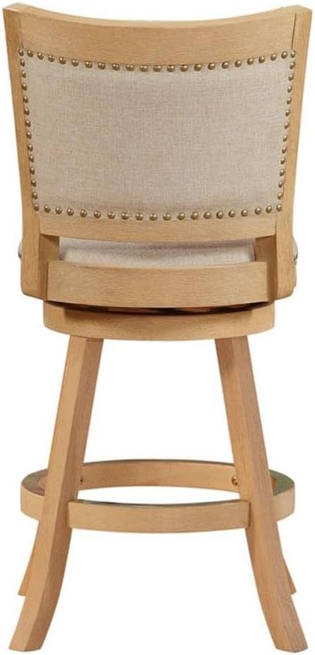Boraam Melrose Ivory Fabric Swivel Wood Counter Stool - Creme Wire-Brush
