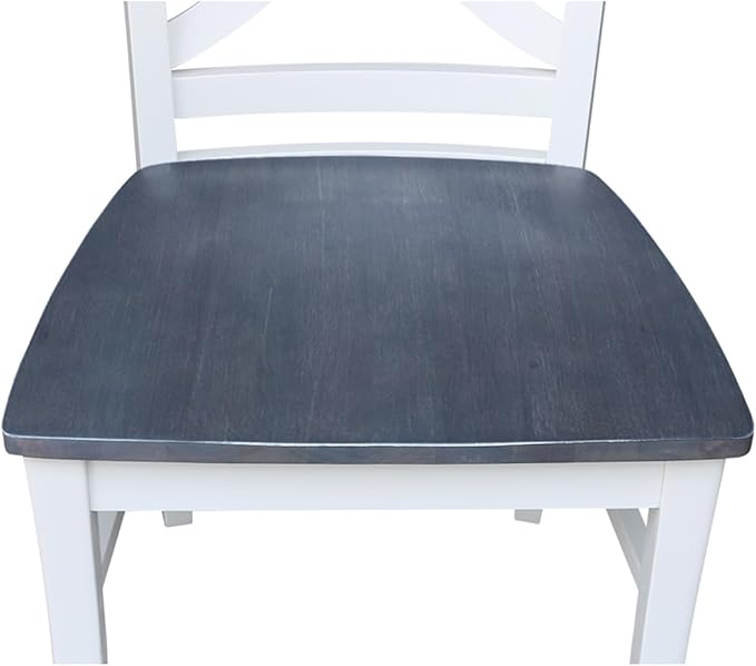 International Concepts Set of Two Vineyard Curved X Back Chairs, White/Heather gray