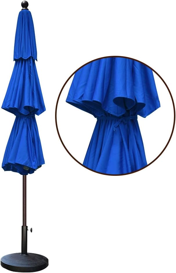 EliteShade USA 10-Year-Non-Fading 11ft 3-Tier Market Patio Umbrella, Commercial Grade Outdoor Table Umbrella with Cylinder Push-Up, Windproof & UPF 50+ UV Protection, Heavy Duty Ventilation for Garden, Deck, Pool, Backyard, Beach & Bistro, Royal Blue