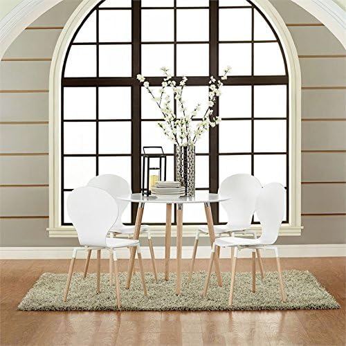 Modway Path Mid-Century Modern Four Kitchen and Dining Room Chairs in White