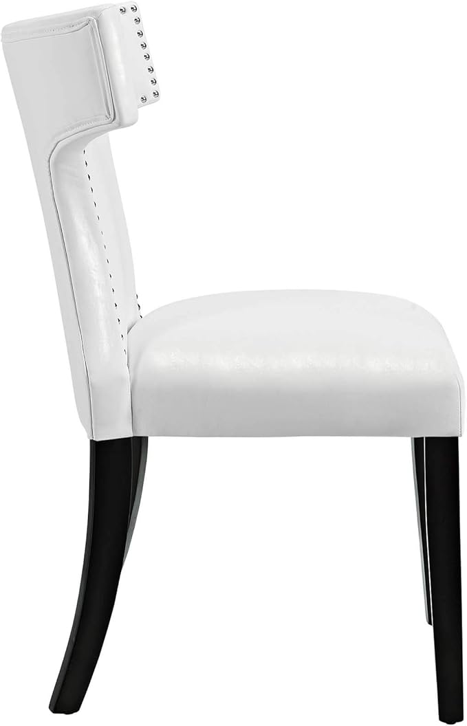 Modway EEI-3949-WHI Curve Dining Chair Vinyl Set of 2, White