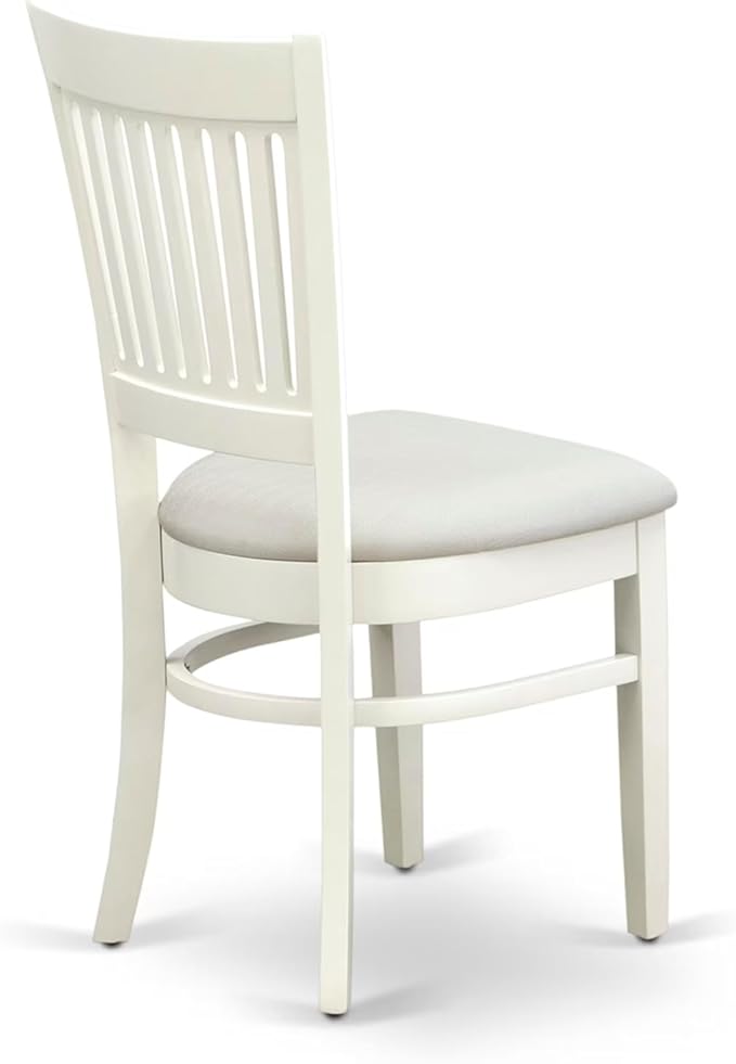 East West Furniture ANVA3-LWH-C 3 Piece Dining Table Set for Small Spaces Contains a Round Kitchen Table with Pedestal and 2 Linen Fabric Kitchen Dining Chairs, 36x36 Inch, Linen White