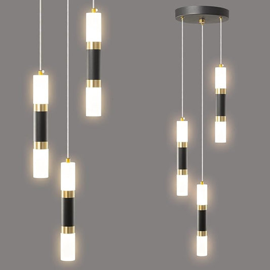 Modern Kitchen Pendant Lighting Over Island Dimmable LED 3 Light Mini Pendant Light, Pendant Lights Kitchen Bedroom Modern Pendant Light Fixtures (Black Gold)