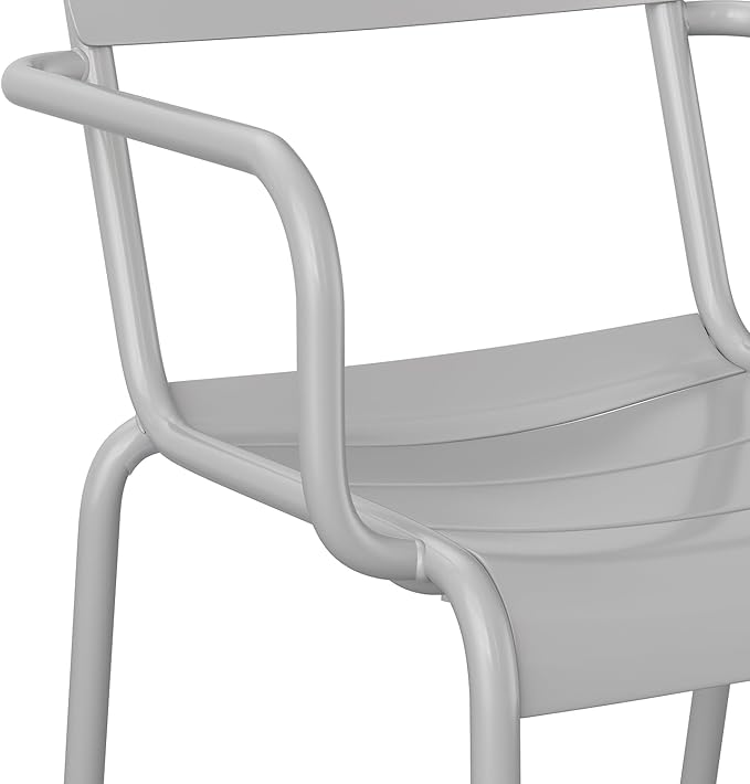 Flash Furniture Nash Commercial Grade Steel Stack Chair, Indoor-Outdoor Arm Chair with 2 Slat Back, Silver