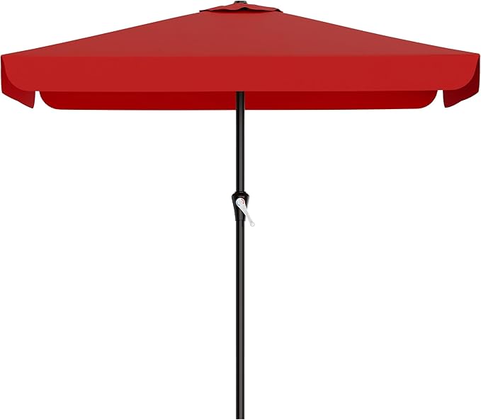 AreShark 8 X 10 FT Large Rectangular Patio Umbrella with Valance, Outdoor Table Market Umbrella w/Crank & 8 Ribs, Rectangle Outdoor Umbrellas for Garden, Deck, Yard and Poolside, Red
