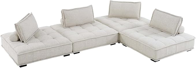 Modway Saunter, 4-Piece Sectional Sofa, Beige
