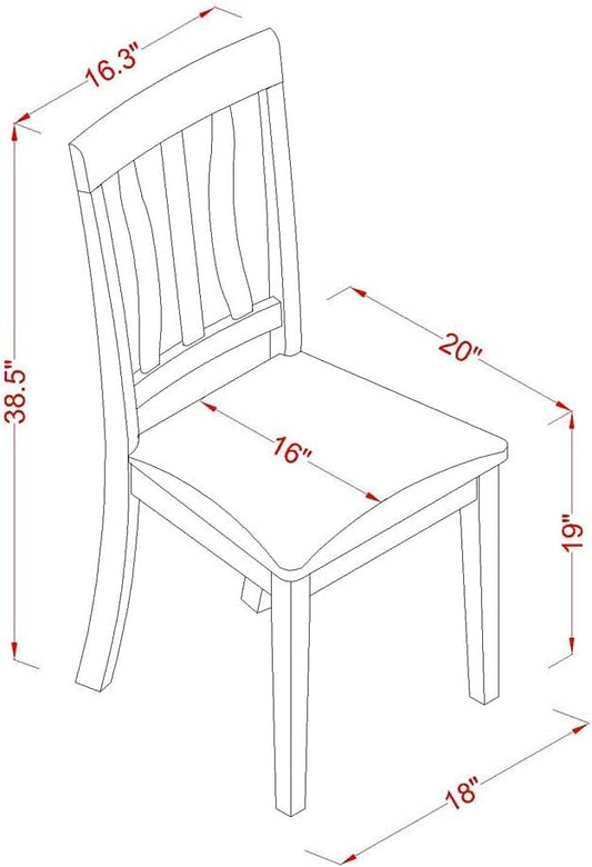 East West Furniture ANC-CAP-W Antique Dining Room Chairs - Slat Back Wooden Seat Chairs, Set of 2, Cappuccino