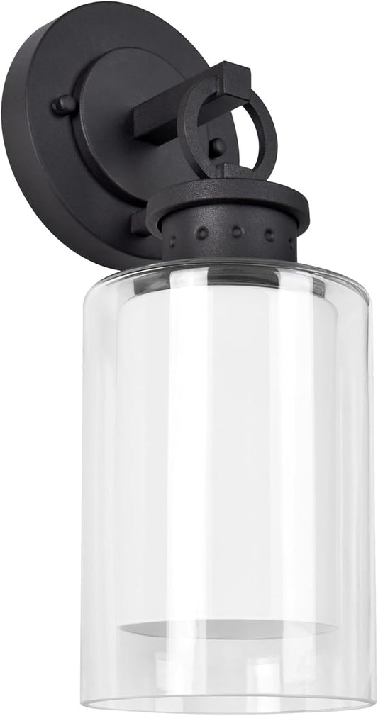 Design House 589010-BLK Hansen Modern Contemporary 1-Light Indoor/Outdoor Dimmable Wall Light with Open Bottom Frosted Inner, Matte Black
